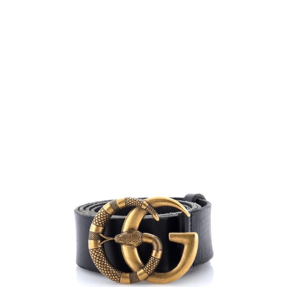 Gucci GG Marmont Snake Buckle Black Leather Belt Size 85 Men’s or Women’s